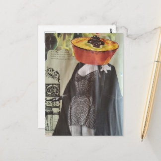 Postal Berenjena Ramekin Cabeza Moda Dama Collage Surreal