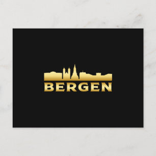Postal Bergen Noruega City Skyline Cityscape Funny Gift