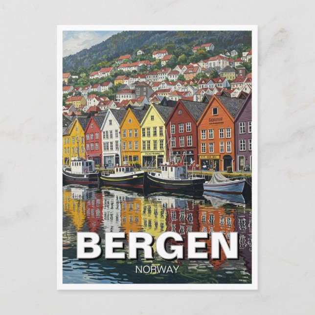Postal Bergen Noruega Viajes (Anverso)