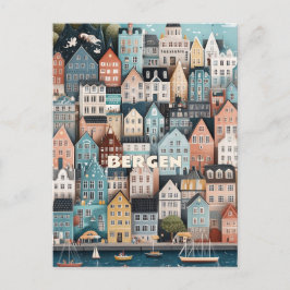 Postal Bergen Noruega Viajes