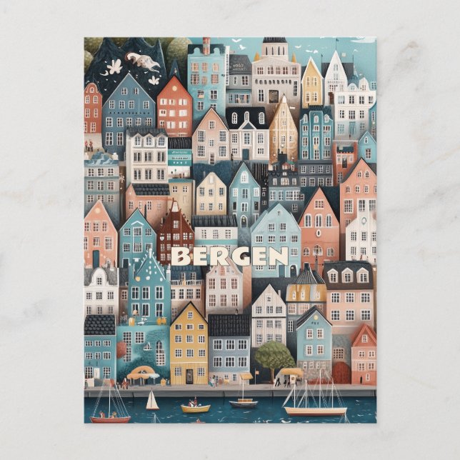 Postal Bergen Noruega Viajes (Anverso)