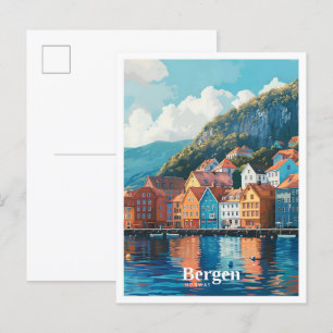 Postal Bergen Noruega Viajes de arte