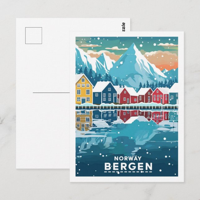 Postal Bergen Noruega Vintage Famous Travel Place (Anverso / Reverso)