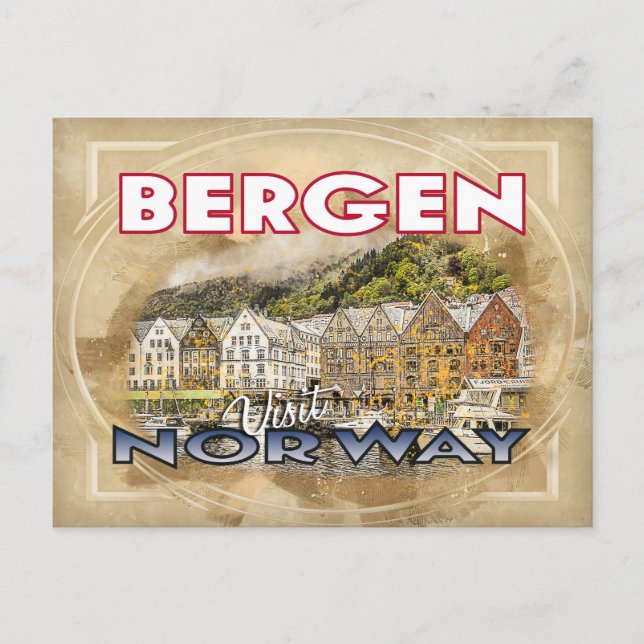 Postal Bergen, Visitar Noruega (Anverso)