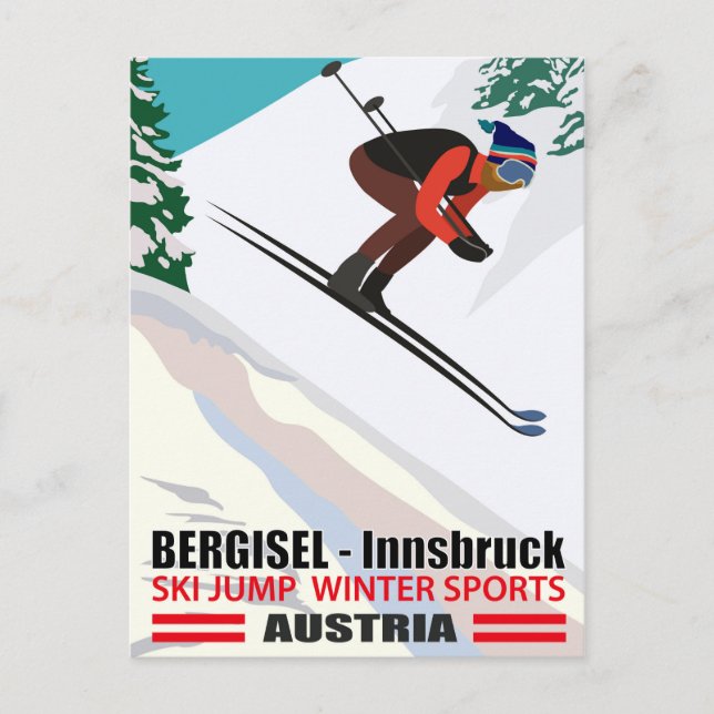 Postal Bergisel - Innsbruck, Salto de esquí en Austria (Anverso)