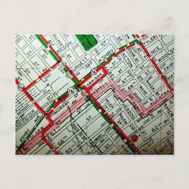 Postal Berkeley, CA Mapa de época (Anverso)