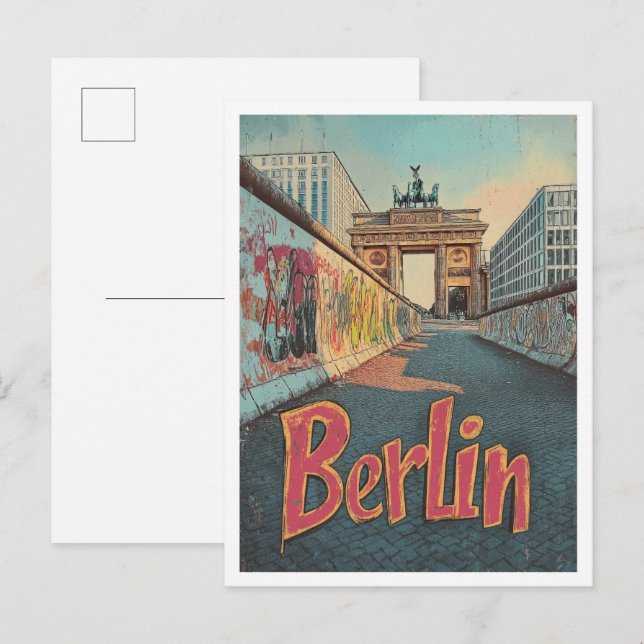 Postal Berlín Alemania Ilustracion de Viajes de Arte Vint (Anverso / Reverso)