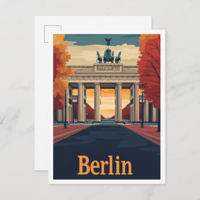 Postal Berlín Alemania Ilustracion de Viajes de Arte Vint (Anverso / Reverso)