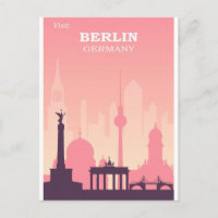 Berlín Alemania Poster de viajes de cosecha rosa