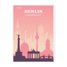 Berlín Alemania Poster de viajes de cosecha rosa