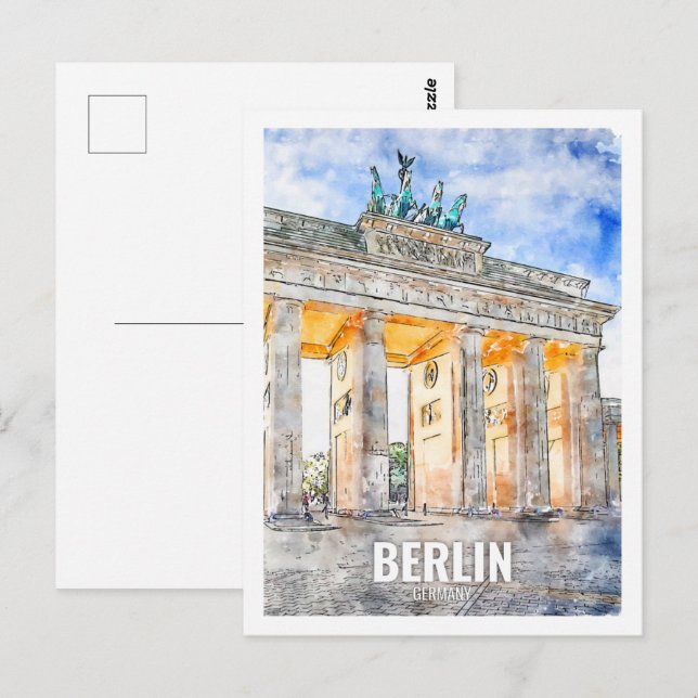 Postal Berlin Alemania Travel Place Watercolor (Anverso / Reverso)