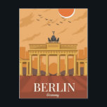 Postal Berlín Alemania Viaje arte de viaje<br><div class="desc">vintage,  retro,  travel,  moderno,  acuarela,  clásico,  puerta de brandenburg,  Berlín,  Alemania,  ilustracion, </div>