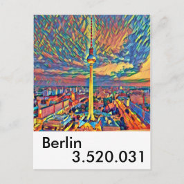 Postal Berlin Hauptstadt Fernsehturm bunt Einwohner