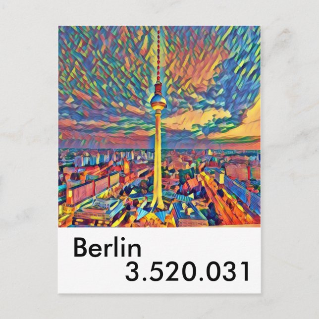 Postal Berlin Hauptstadt Fernsehturm bunt Einwohner (Anverso)