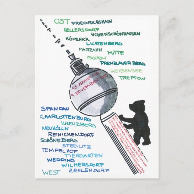 Postal Berlín muro graderías East oeste caída del muro de (Anverso)