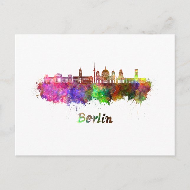 Postal Berlin V2 skyline in watercolor (Anverso)