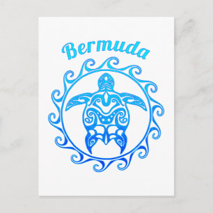 Postal Bermuda, una tortuga tribal azul oceánica