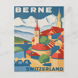 Postal Berne Swiss Vintage Travel Poster