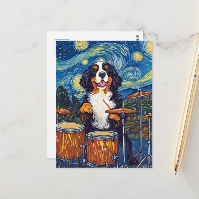 Postal Bernese Mountain Dog Drummer (Anverso/Reverso In Situ)