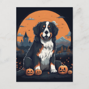 Postal Bernese Mountain Dog Halloween Naranja Black