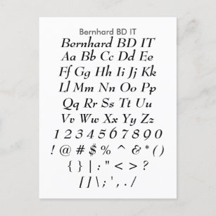 Postal Bernhard BD IT - Hoja de ejemplo de tipo de letra 