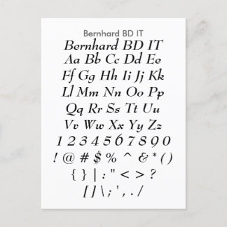 Postal Bernhard BD IT - Hoja de ejemplo de tipo de letra