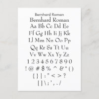 Bernhard Roman - Zazzle Font Sampler Sheet