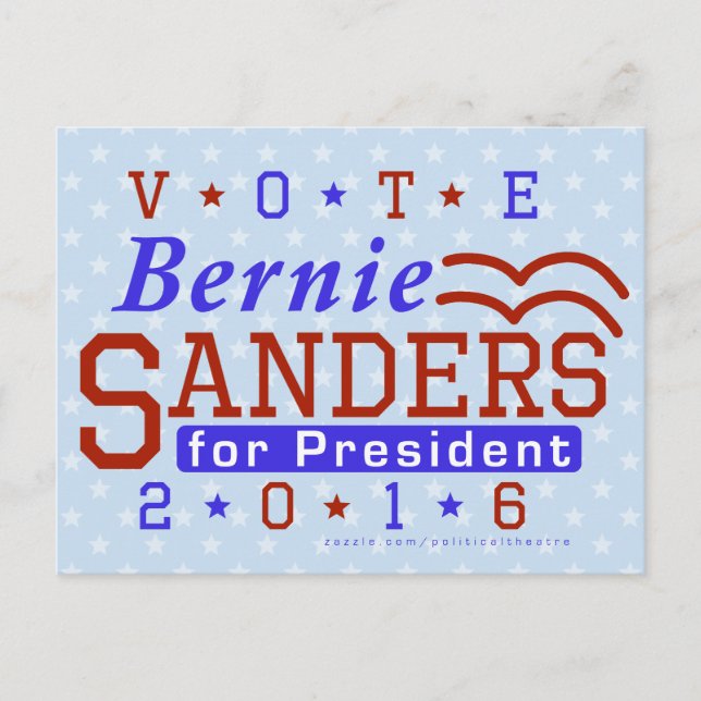 Postal Bernie Sanders Presidente 2016 Demócrata por las e (Anverso)
