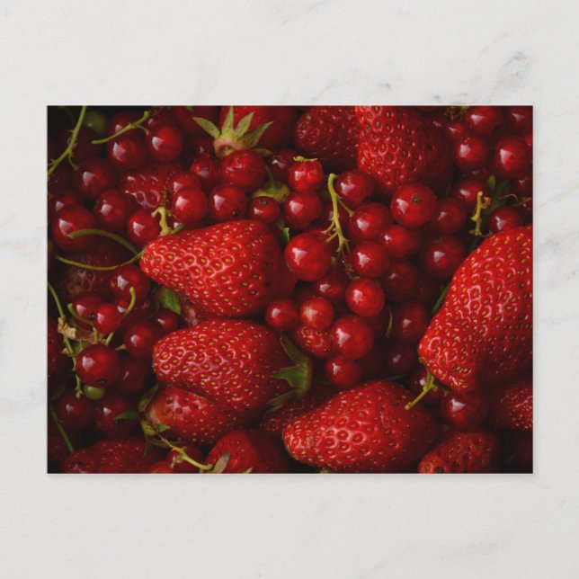 Postal Berries rojas y fresas (Anverso)