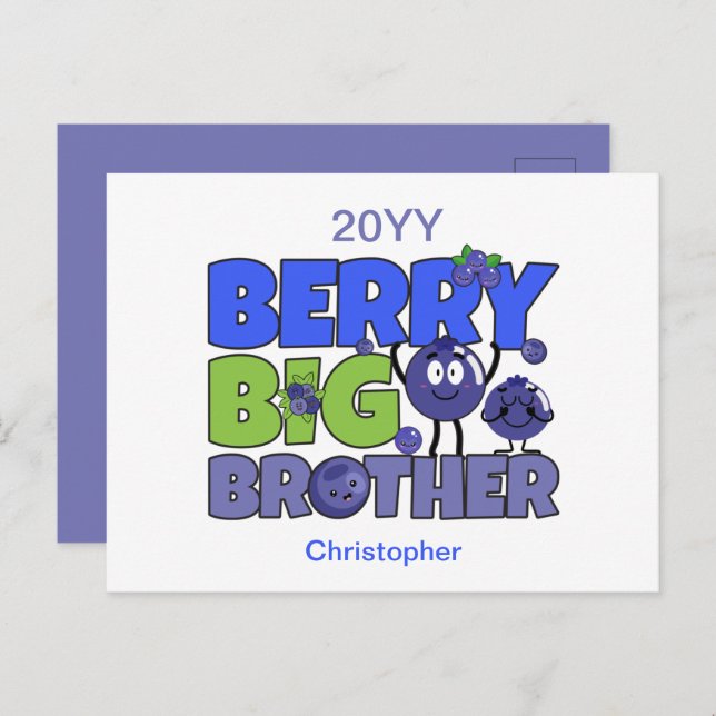 Postal Berry Big Brother - Sibling Blueberry Pun (Anverso / Reverso)