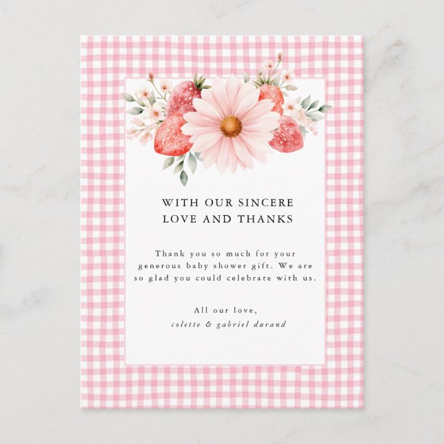 Postal Berry Sweet Baby Shower Gracias (Anverso)