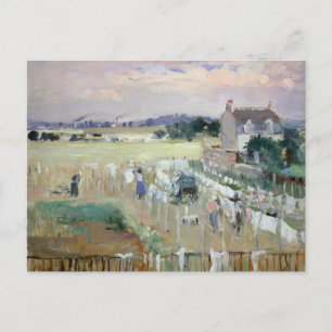 Postal Berthe Morisot - Colgando la lavandería para secar