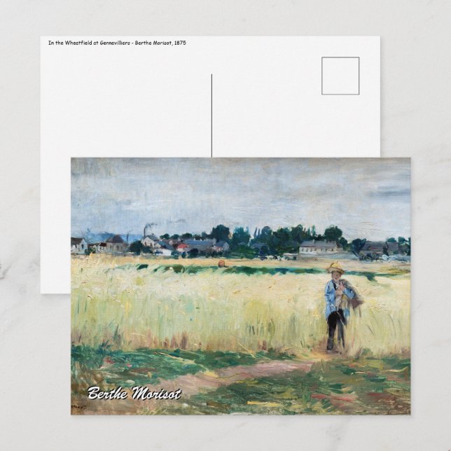 Postal Berthe Morisot - En el trigal en Gennevillier (Anverso / Reverso)