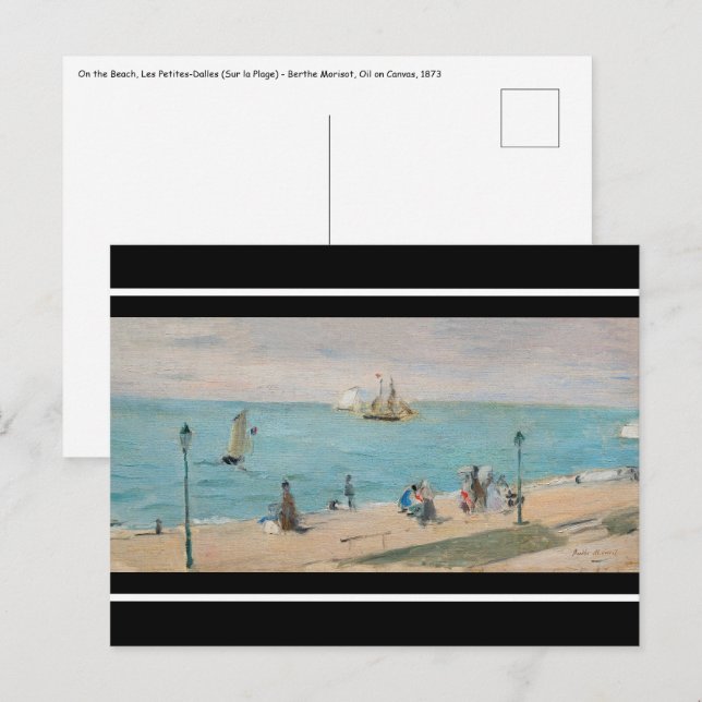 Postal Berthe Morisot - En la playa, Les Petites-Dalles (Anverso / Reverso)