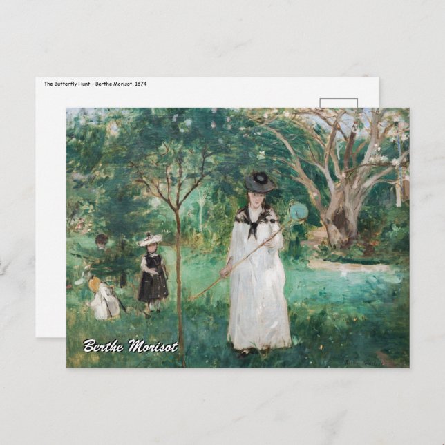 Postal Berthe Morisot - La caza de mariposas (Anverso / Reverso)