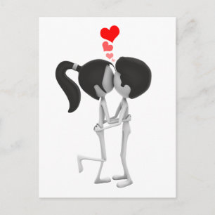 Postal Besada de pareja en amor