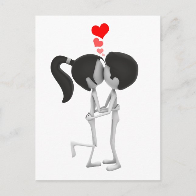 Postal Besada de pareja en amor (Anverso)