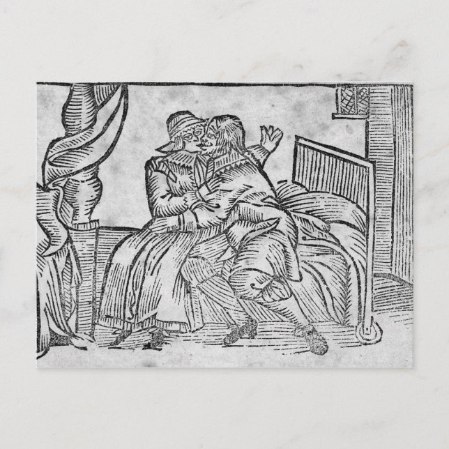 Postal Besada Pareja, ilustracion 'Baladas Roxburghe' (Anverso)