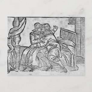 Postal Besada Pareja, ilustracion 'Baladas Roxburghe'