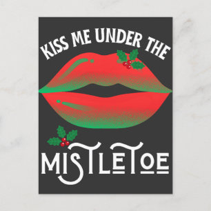 Postal Bésame Con Los Famosos Navidades Mistletoe