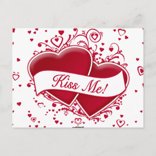 Postal ¡Bésame! Corazones Rojos