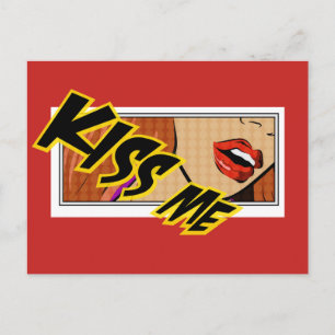 Postal Bésame el arte pop cómico
