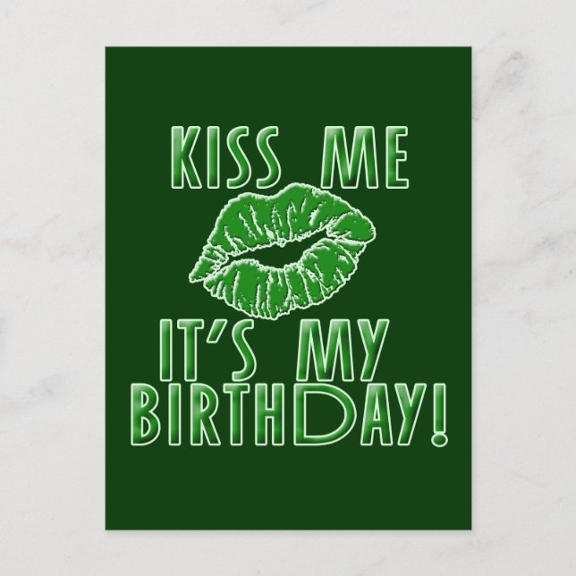 Postal Bésame es mi cumpleaños en verde (Anverso)