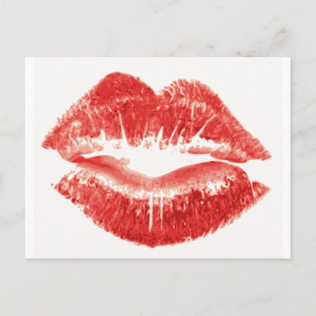 Postal Bésame rápido, labios rojos (Anverso)