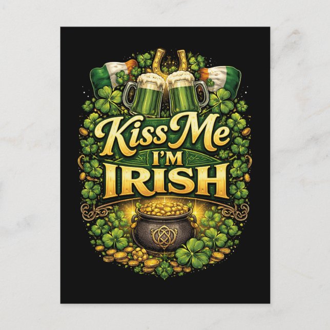 Postal Bésame, soy irlandés (Anverso)