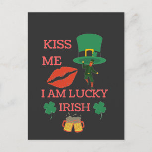 Postal Bésame, tengo suerte de irlandés hoy.