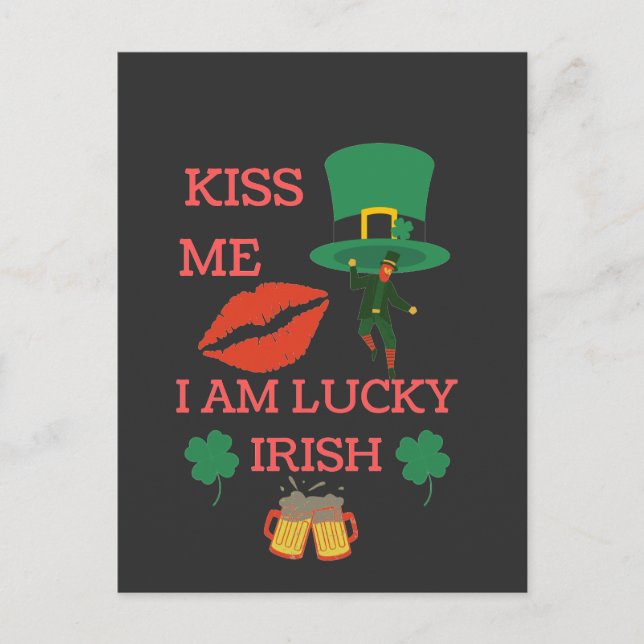 Postal Bésame, tengo suerte de irlandés hoy. (Anverso)