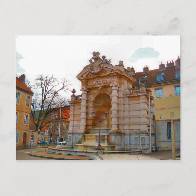 Postal Besançon, fuente antigua (Anverso)