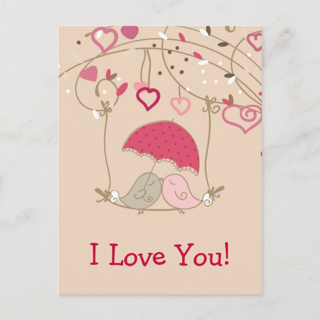 Postal Besando aves (Anverso)