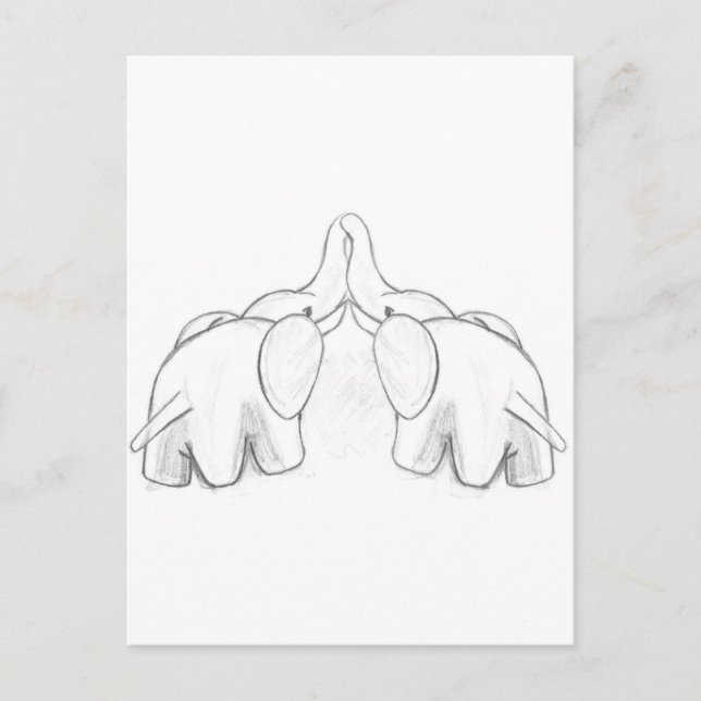 Postal Besando elefantes (Anverso)